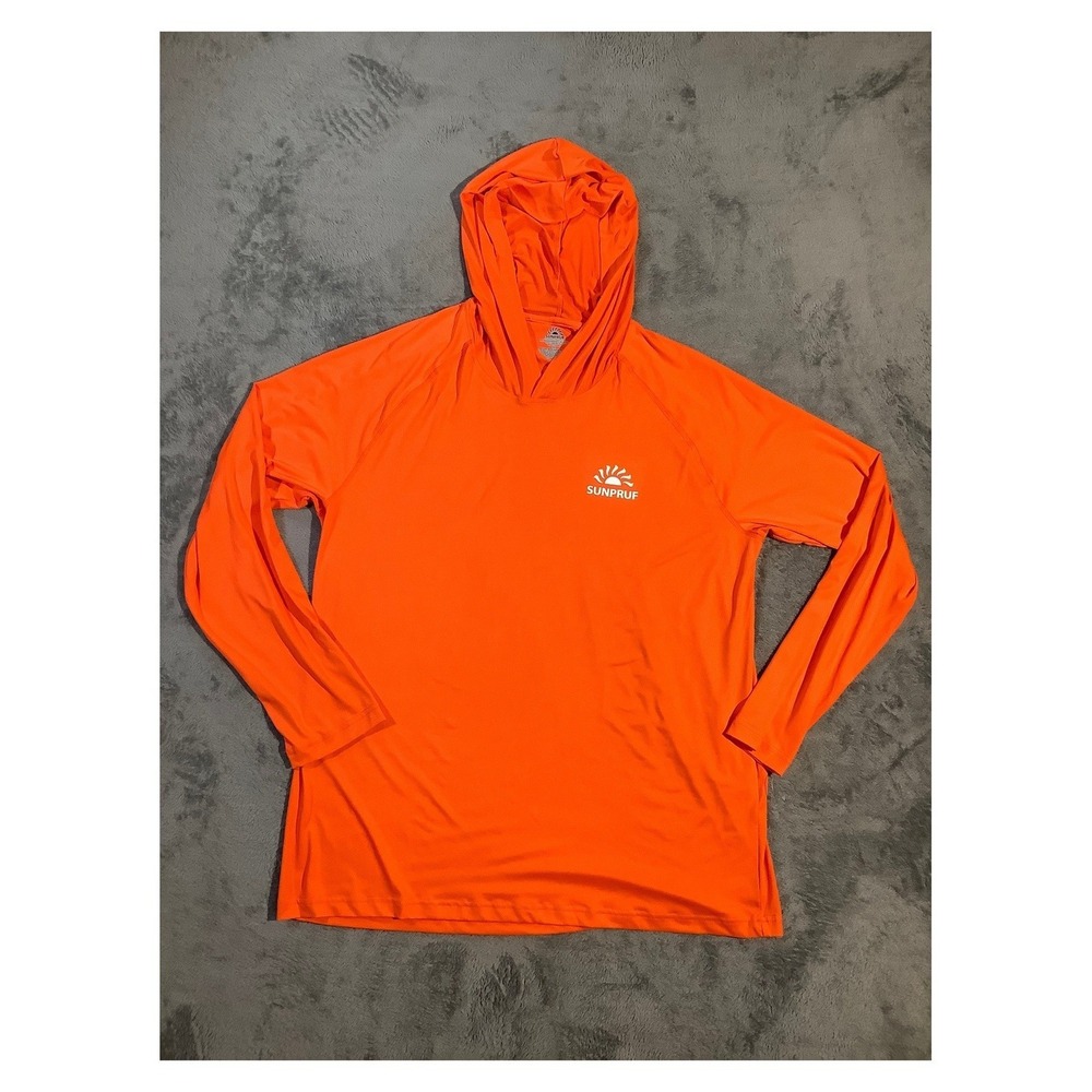 Sunpruf Men's‎ XL Orange Hooded Rash Guard Swim Shirt